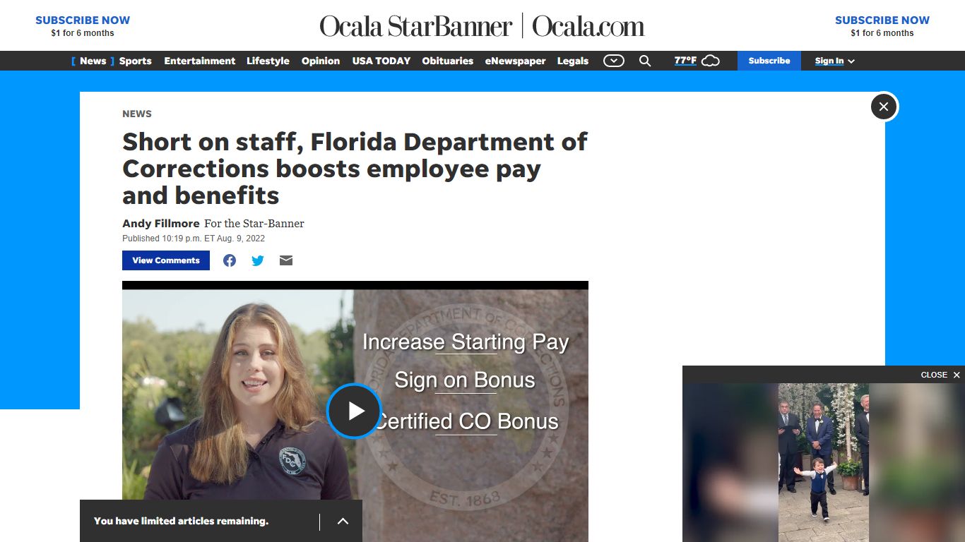 Florida DOC needs workers and is increasing pay, benefits, bonuses